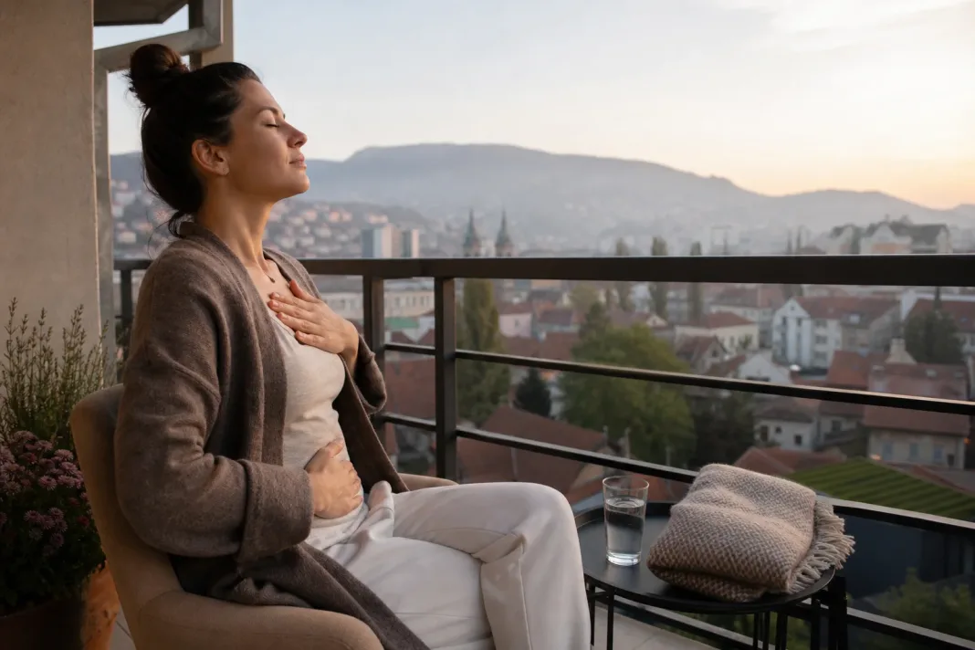 Mirna jutarnja vježba disanja uz otvoreni prozor